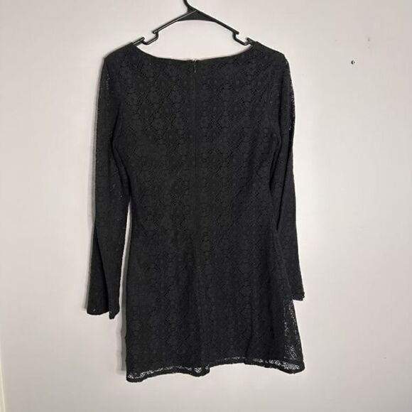 Flying Tomato Aztec Southwest Embroidered Dress M Black Crochet Boho Bell - Picture 8 of 10